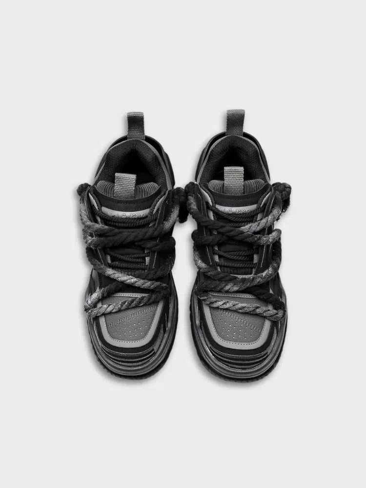 CHUNKY SNEAKERS - GRAY AND BLACK BASKETS NOIRES WROPED