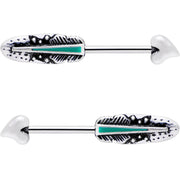 9/16 Faux Turquoise Southwest Heart Arrow Barbell Nipple Ring Set