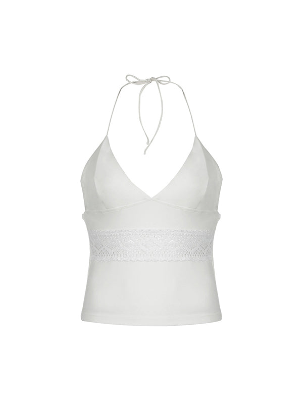 CLASSIC WHITE SLIM CAMI WITH LACE DETAIL