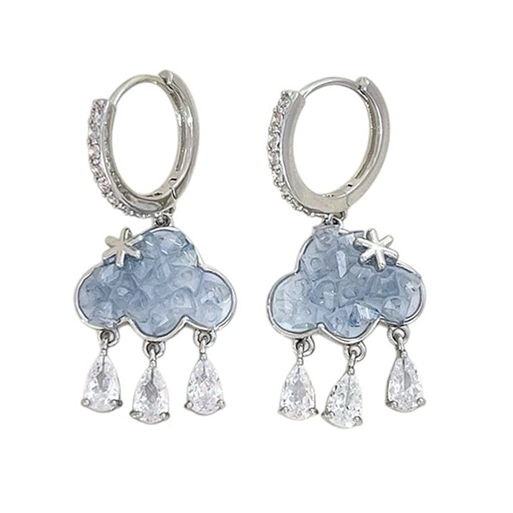 CLOUD CRYSTAL DROP EARRINGS HIGH-QUALITY ZINC ALLOY