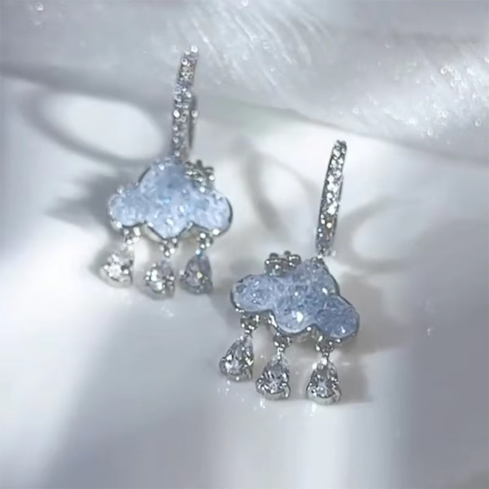 CLOUD CRYSTAL DROP EARRINGS HIGH-QUALITY ZINC ALLOY