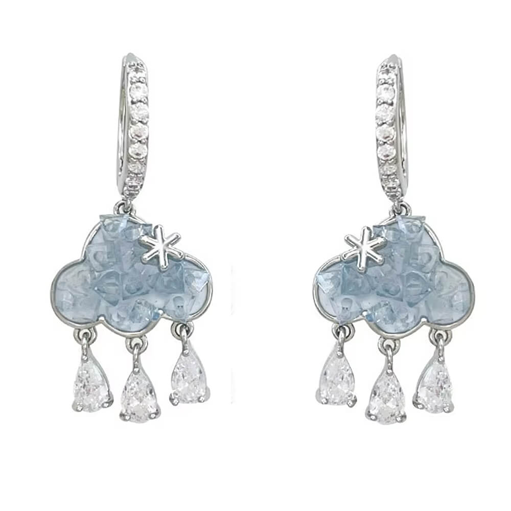 CLOUD CRYSTAL DROP EARRINGS HIGH-QUALITY ZINC ALLOY