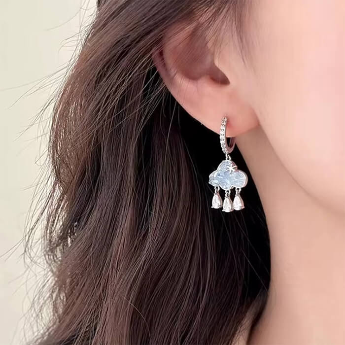 CLOUD CRYSTAL DROP EARRINGS HIGH-QUALITY ZINC ALLOY