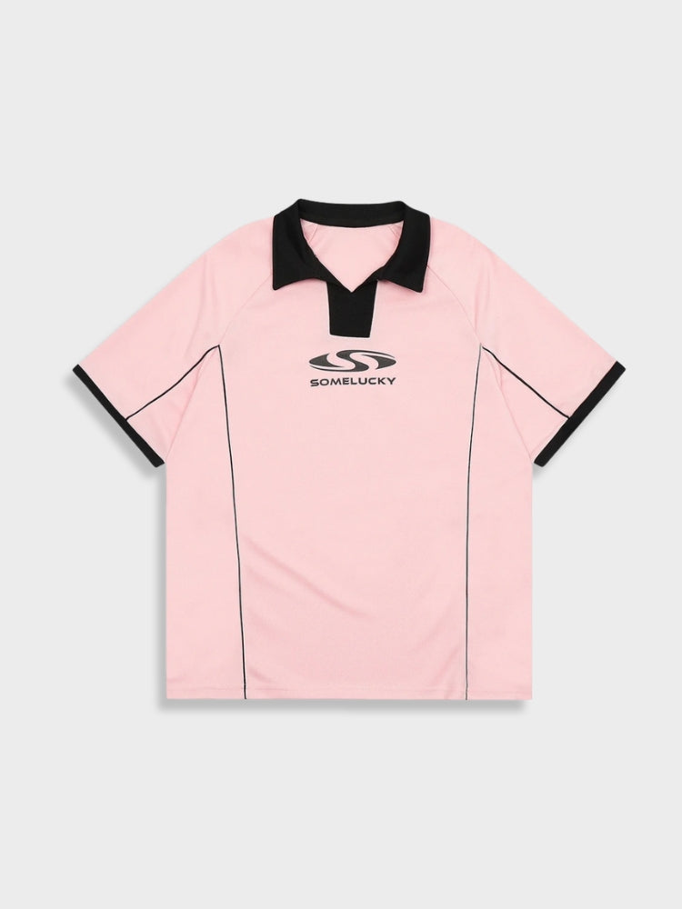 COLLAR TEE OUTFIT SET WITH PINK POLO