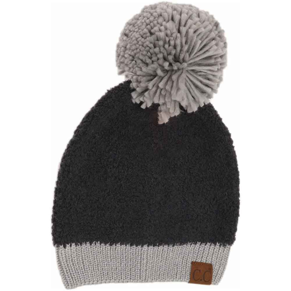 Color Block Knitted Sherpa Pom C.C Beanie