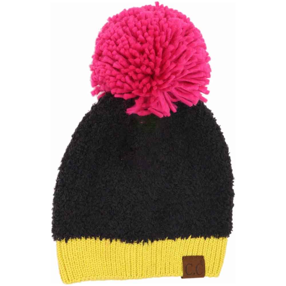 Color Block Knitted Sherpa Pom C.C Beanie