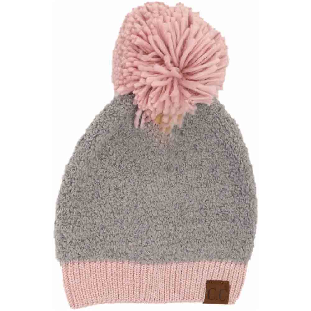 Color Block Knitted Sherpa Pom C.C Beanie