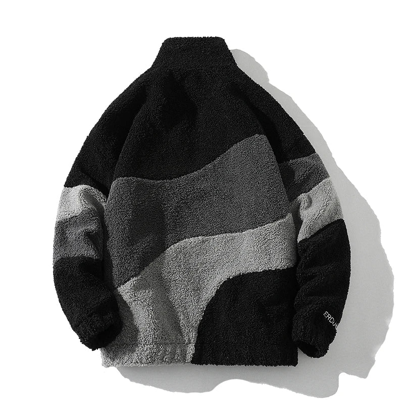 COLOR-BLOCKED FLEECE JACKET FUZZY RETRO FLEECE