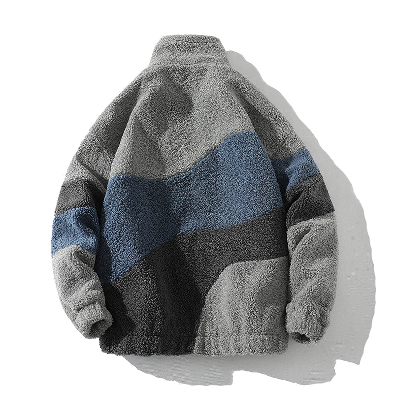 COLOR-BLOCKED FLEECE JACKET FUZZY RETRO FLEECE