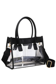 Women's Color Trim Clear Hand Bag Handbag