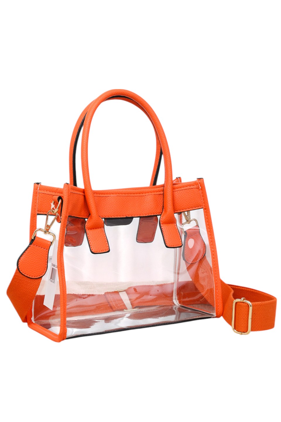 Women's Color Trim Clear Hand Bag Handbag
