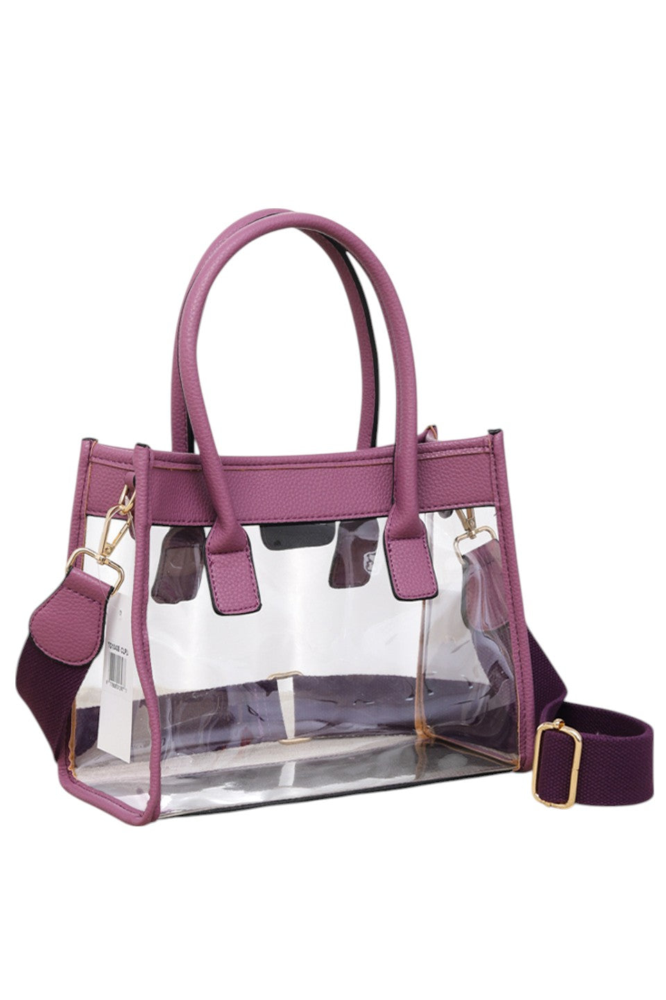 Women's Color Trim Clear Hand Bag Handbag