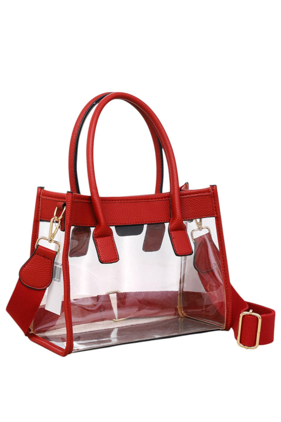Women's Color Trim Clear Hand Bag Handbag