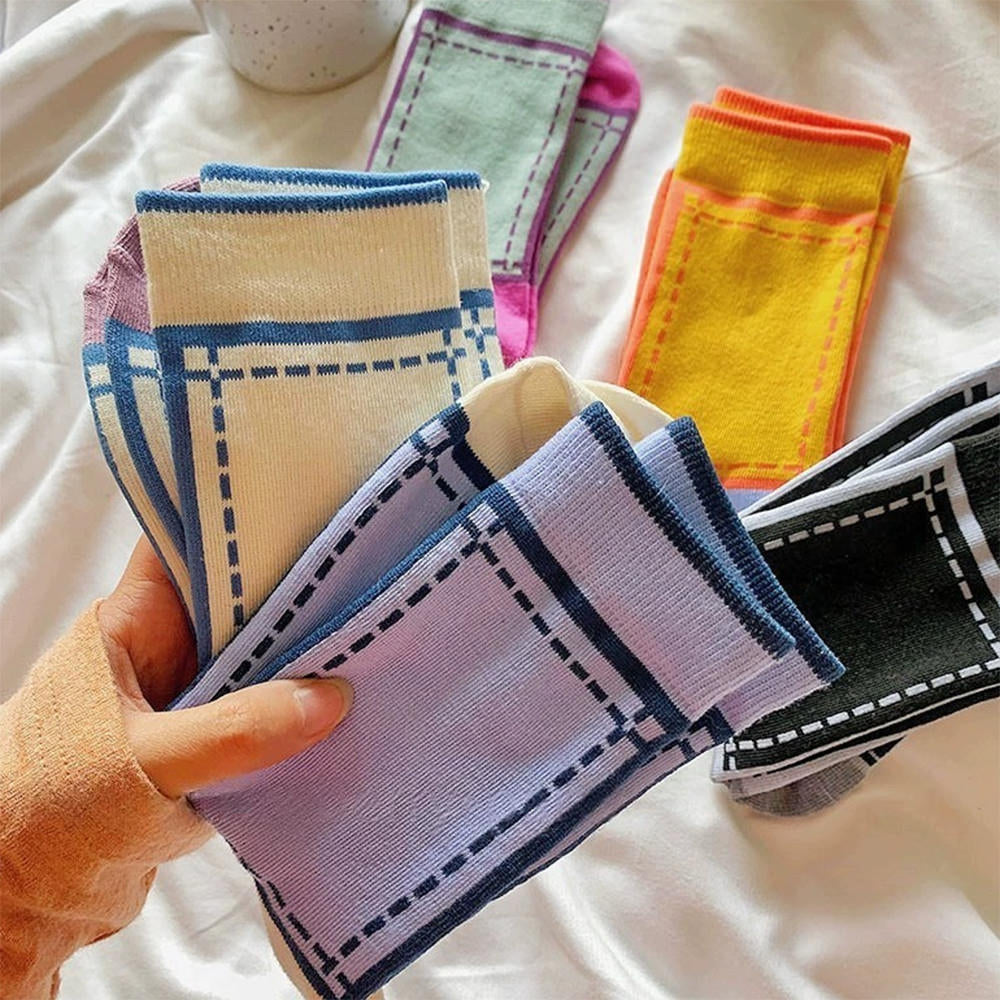 COLORFUL ANKLE SOCKS WITH CONTRASTING TRIM SET OF 3