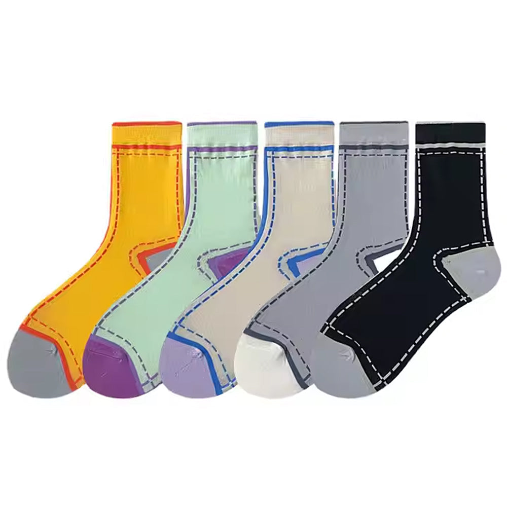 COLORFUL ANKLE SOCKS WITH CONTRASTING TRIM SET OF 3