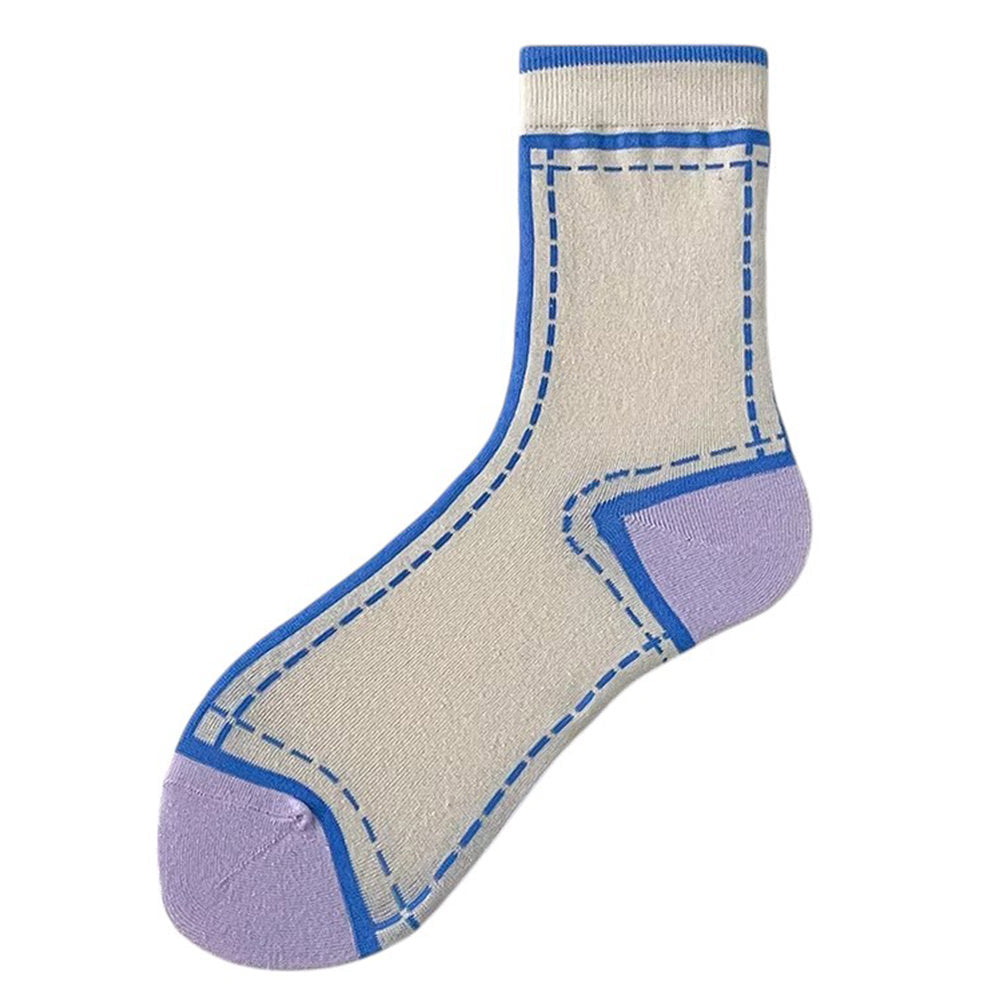 COLORFUL ANKLE SOCKS WITH CONTRASTING TRIM SET OF 3