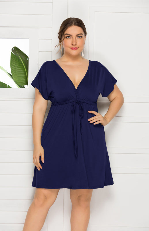 Comfortable High Elasticity Solid Leisure Maternity Dress for Spring-Summer - Purplish blue navy / M