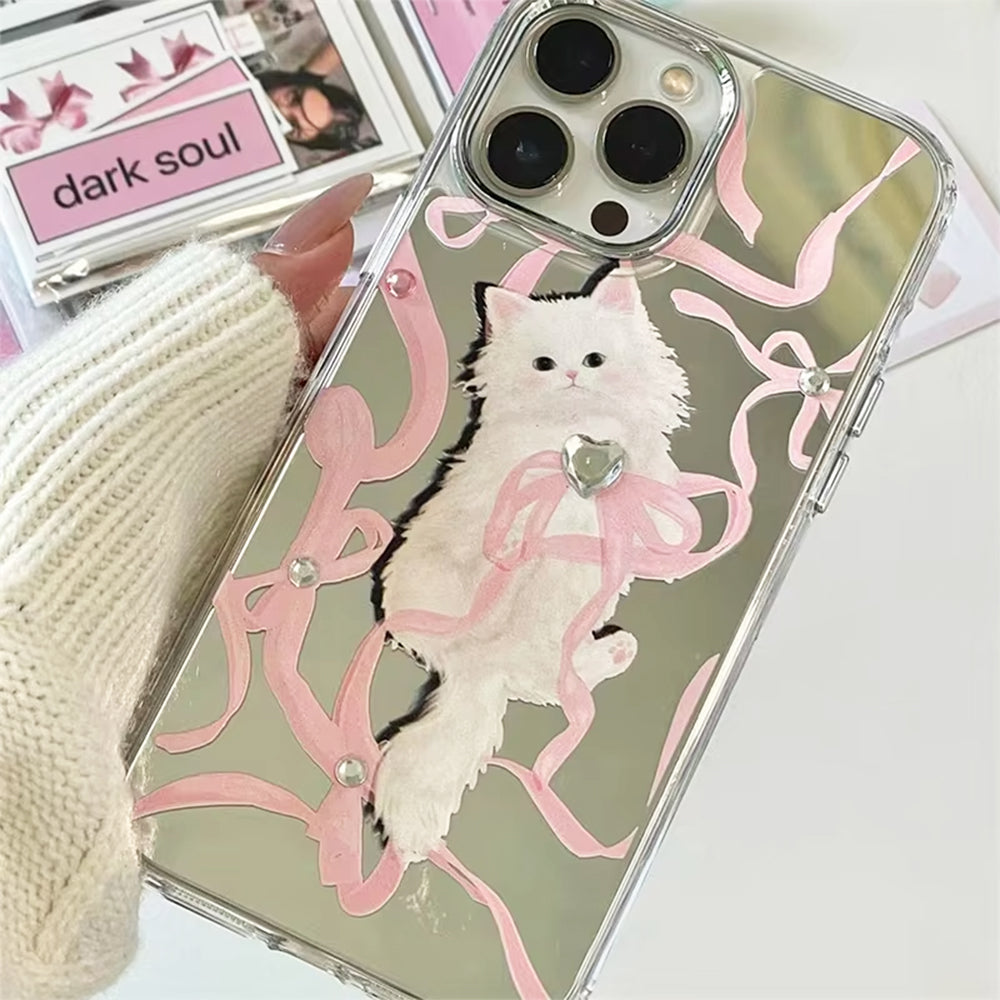 COQUETTE KITTEN IPHONE CASE BOWS AND RIBBONS