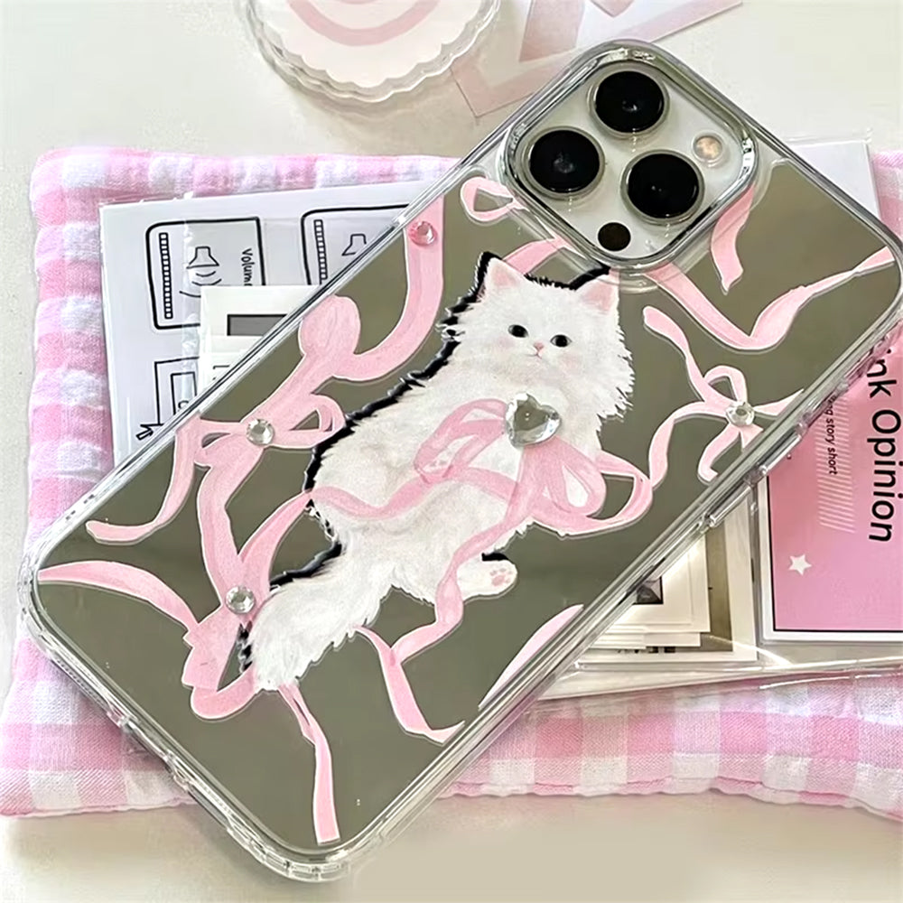 COQUETTE KITTEN IPHONE CASE BOWS AND RIBBONS