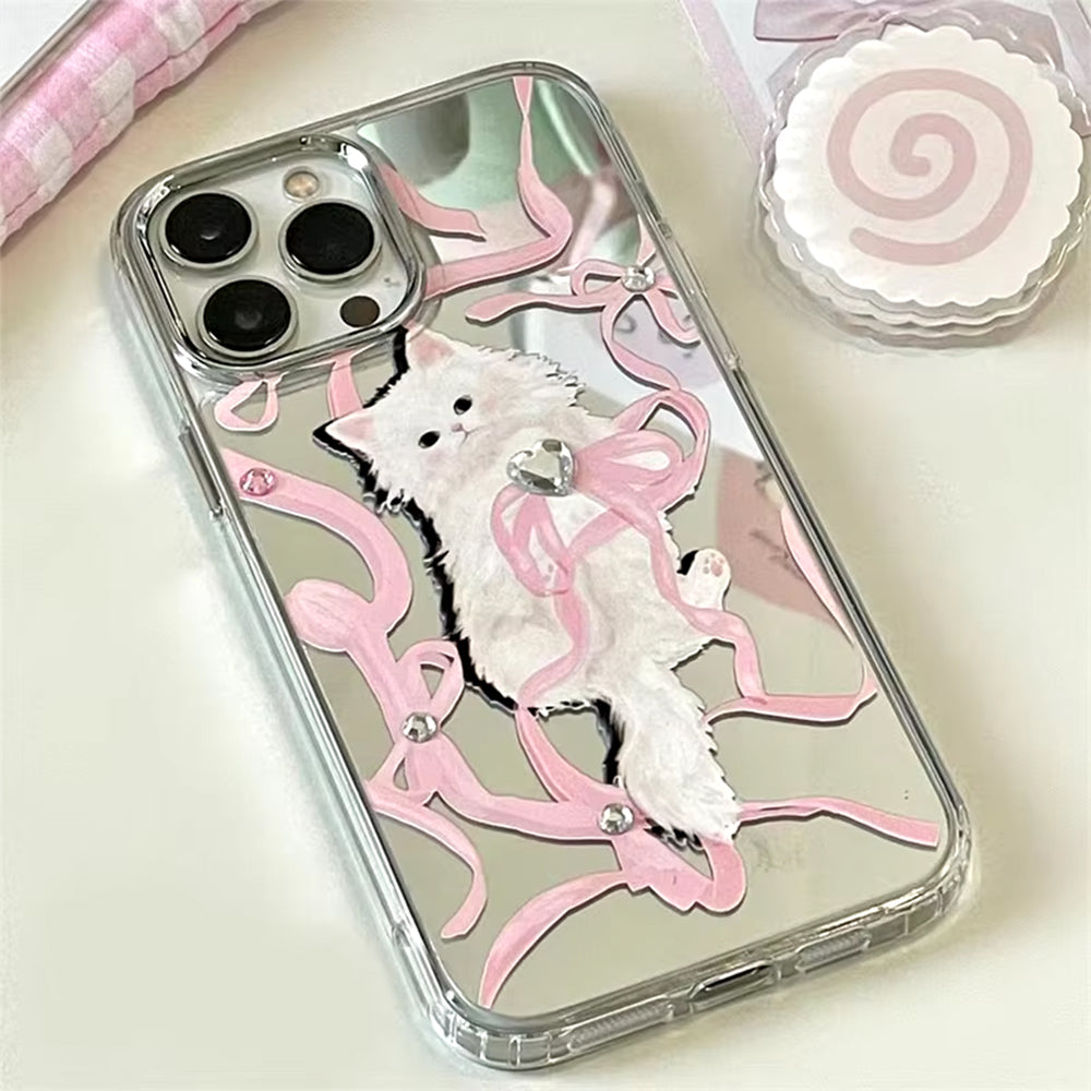 COQUETTE KITTEN IPHONE CASE BOWS AND RIBBONS