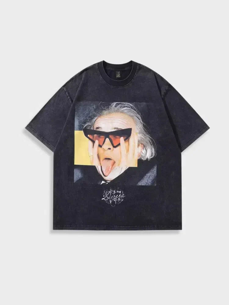 COTTON STREETWEAR T-SHIRT BLACK GRAPHIC DESIGN