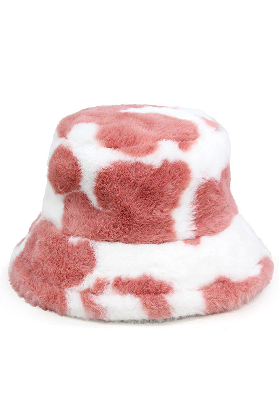 Cow Print Faux Fur Bucket Hat