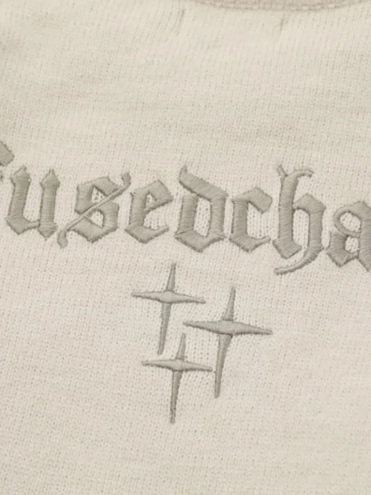 CREAM KNIT SWEATER WITH GOTHIC LETTERING - MENS SIZING RECOMMENDATION
