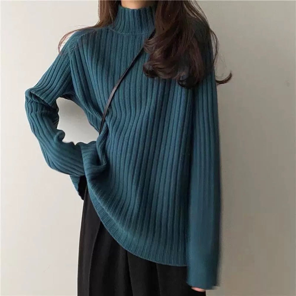 CREAM RIBBED KNIT SWEATER CLASSIC KNIT SWEATER