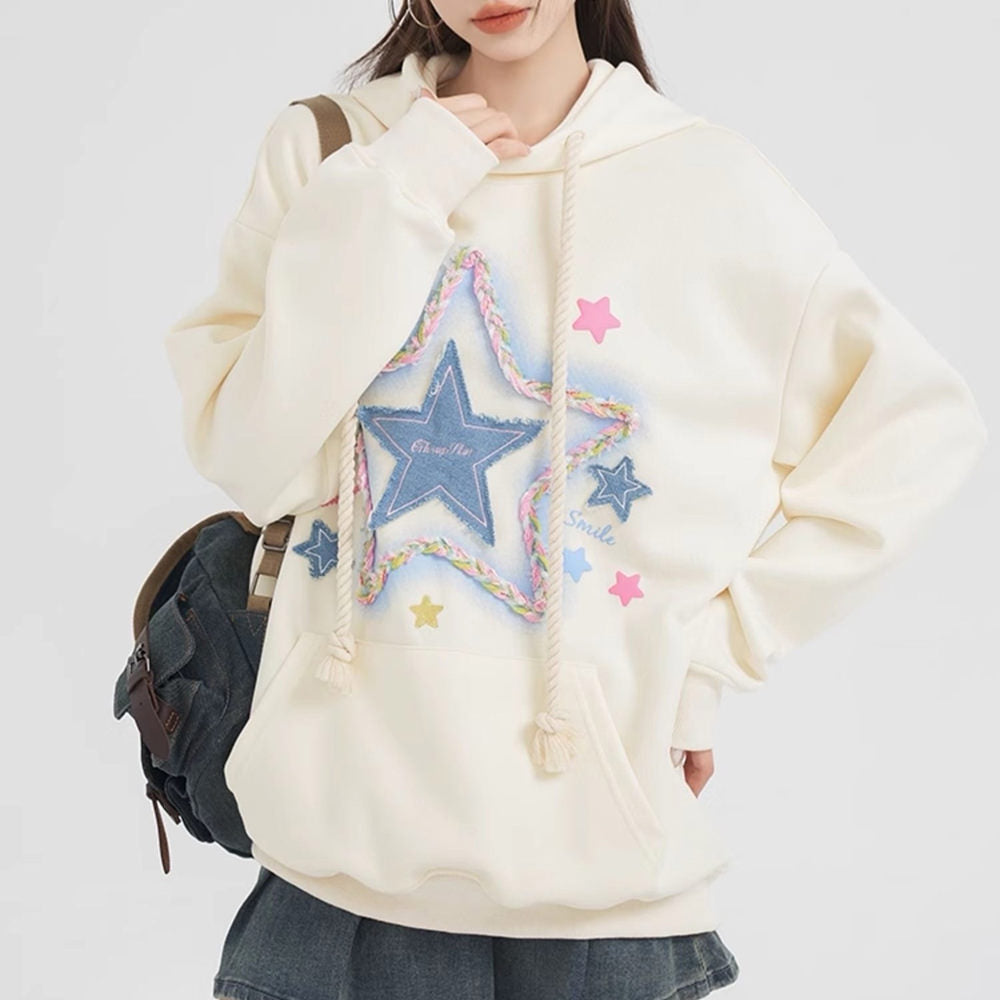 CREAM STAR PATCH HOODIE