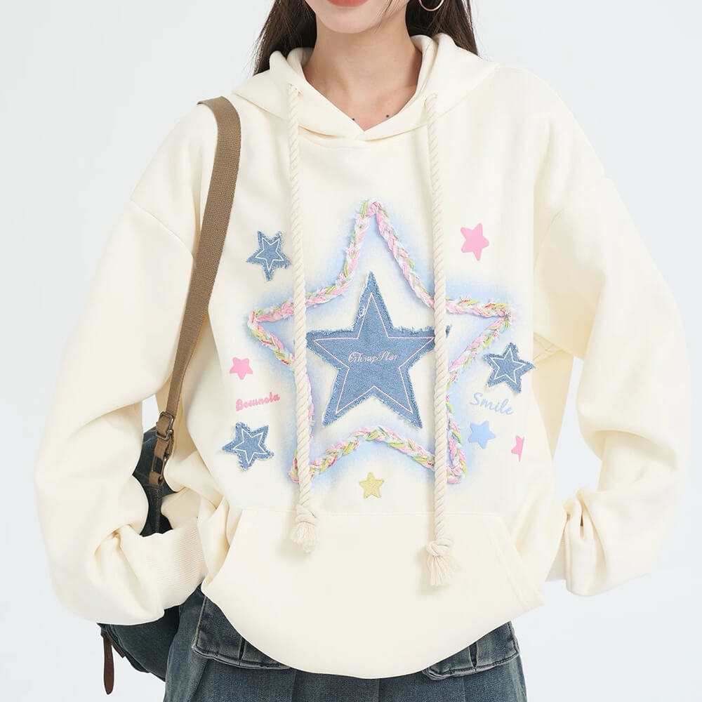 CREAM STAR PATCH HOODIE
