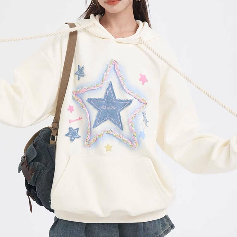 CREAM STAR PATCH HOODIE