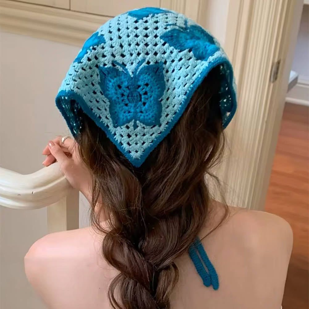 CROCHETED BONNET ENCHANTED WINGS BUTTERFLY BANDANA