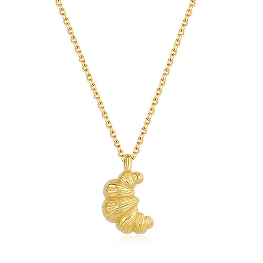 CROISSANT CHARM NECKLACE TEXTURED GOLD-TONE FINISH