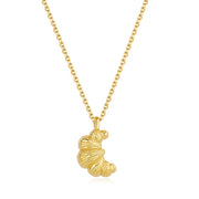 CROISSANT CHARM NECKLACE TEXTURED GOLD-TONE FINISH