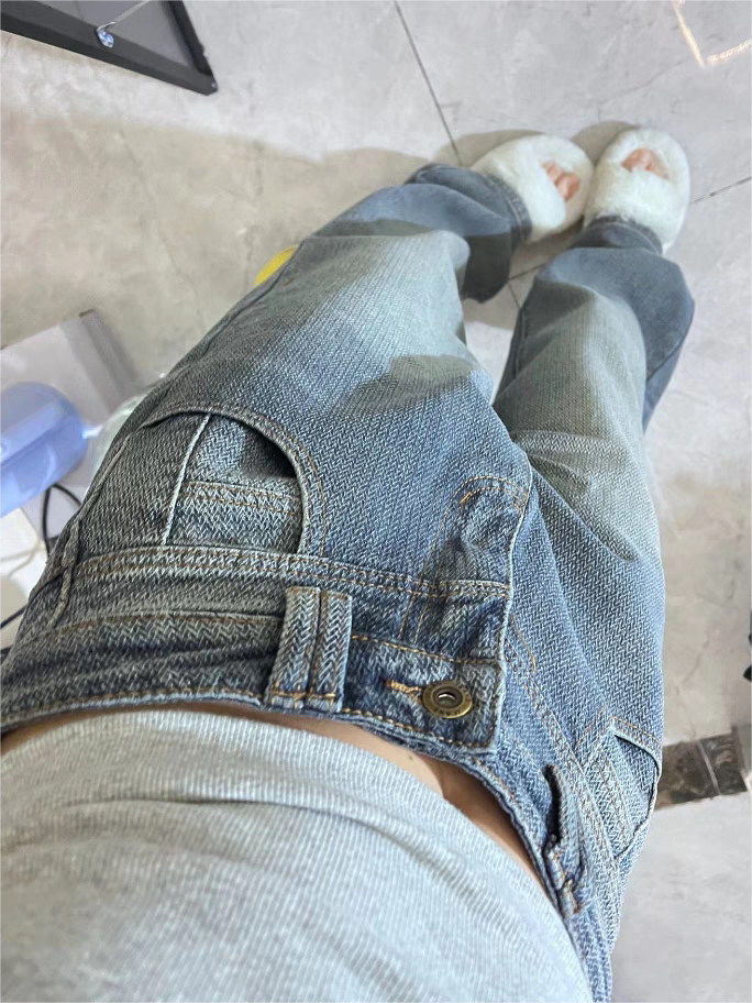 CROP TOP AND BAGGY JEANS SET IN LOOSE CUT COTTON BLEND