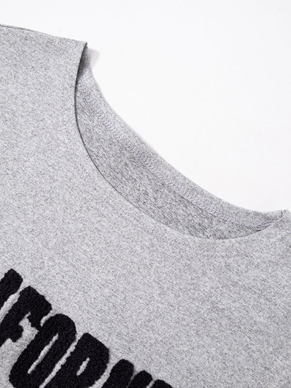 CROPPED GRAY T-SHIRT CALIFORNIA CUTE LOOSE FIT