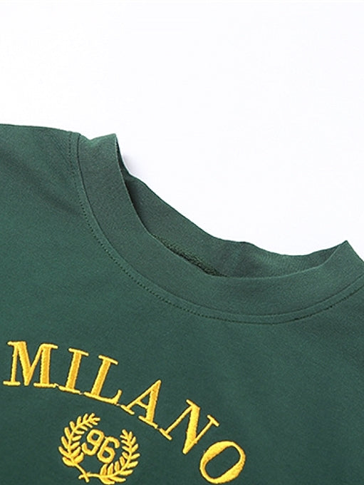 CROPPED GREEN T-SHIRT MILANO SLIM FIT ROUND NECK