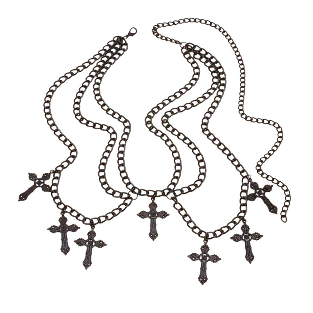 CROSS CHARMS LAYERED CHAIN BELT GRUNGE CHAIN BELT