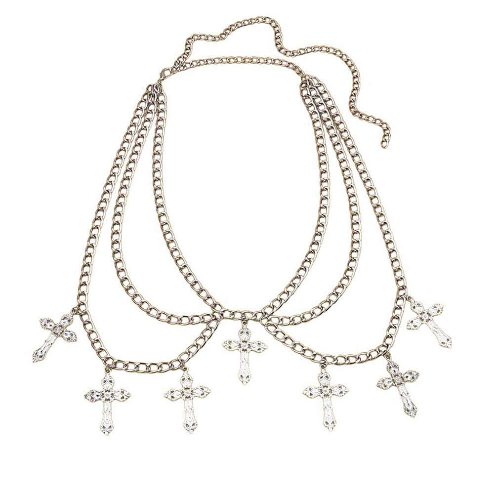 CROSS CHARMS LAYERED CHAIN BELT GRUNGE CHAIN BELT
