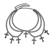 CROSS CHARMS LAYERED CHAIN BELT GRUNGE CHAIN BELT