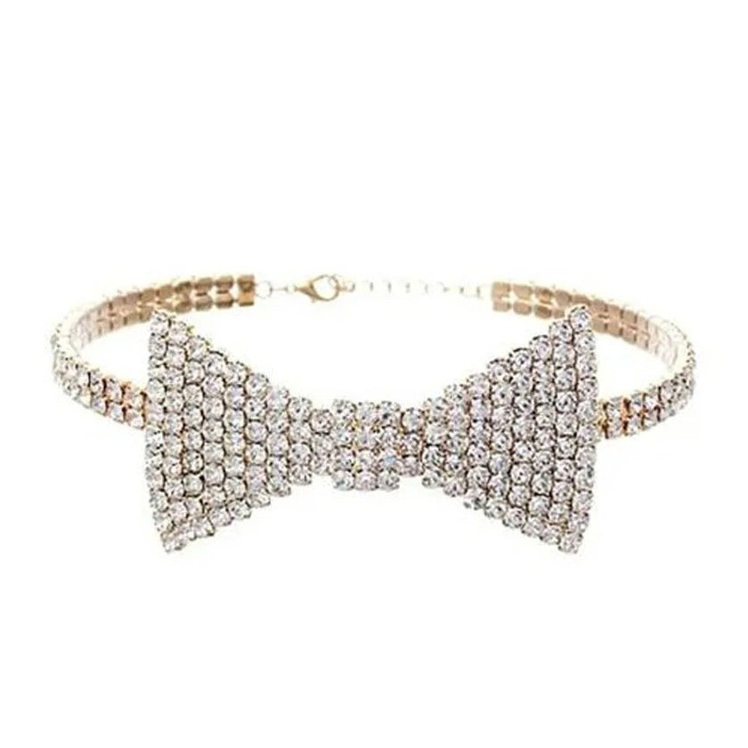 CRYSTAL BOW NECKLACE Y2K RHINESTONE BOW TIE CHOKER