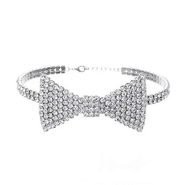 CRYSTAL BOW NECKLACE Y2K RHINESTONE BOW TIE CHOKER