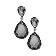 Women's Crystal Double Teardrop Evening Dangle Earrings