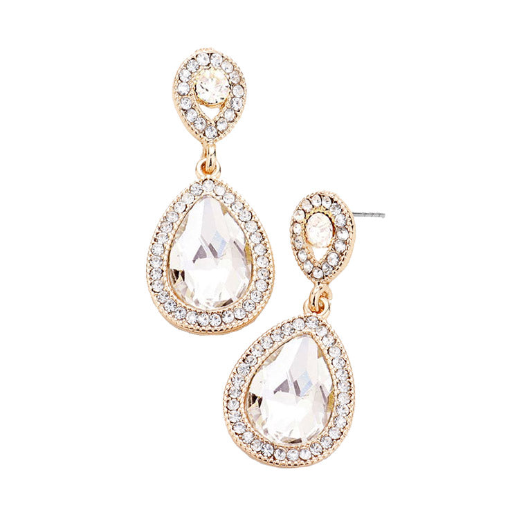 Crystal Rhinestone Teardrop Evening Earrings