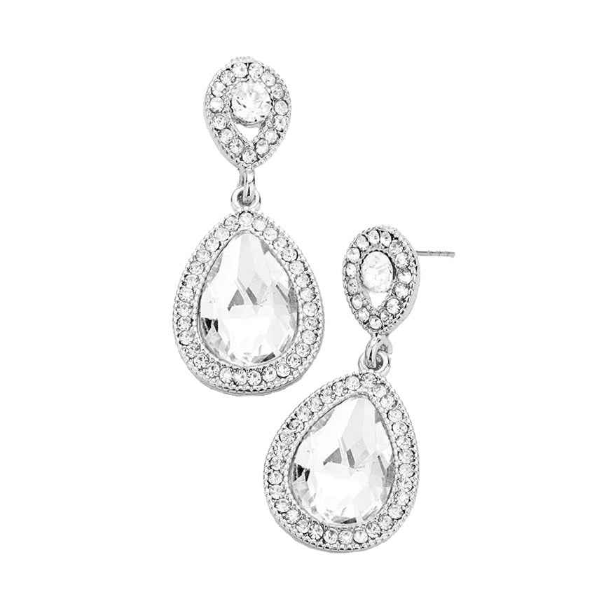Crystal Rhinestone Teardrop Evening Earrings