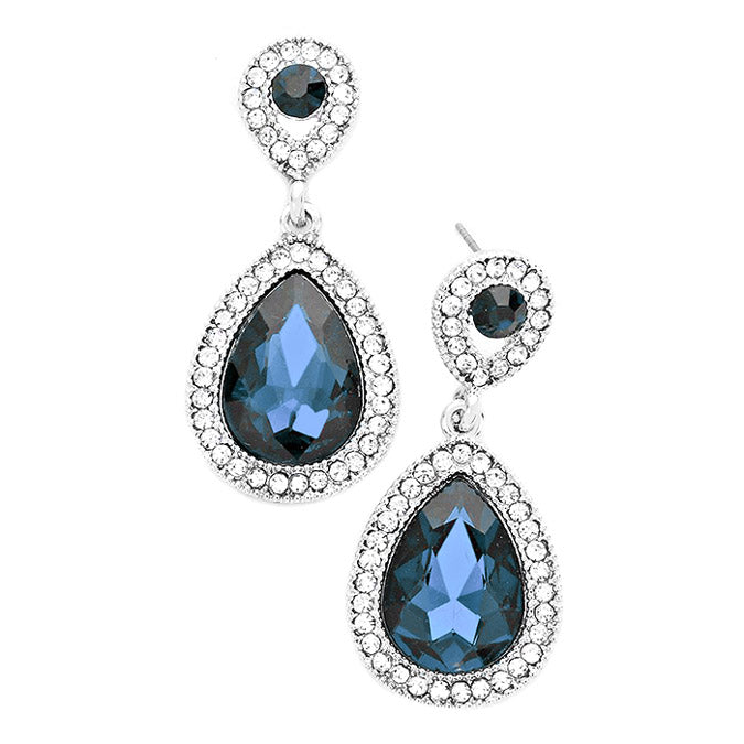 Crystal Rhinestone Teardrop Evening Earrings
