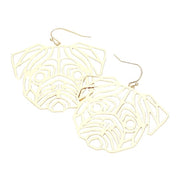 Cut Out Brass Metal Detail Bulldog Charm Accent Dog Earrings