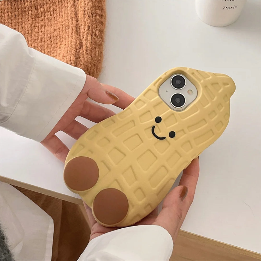 CUTE PEANUT IPHONE CASE WITH SMILEY FACE FOR A UNIQUE AND FUN LOOK