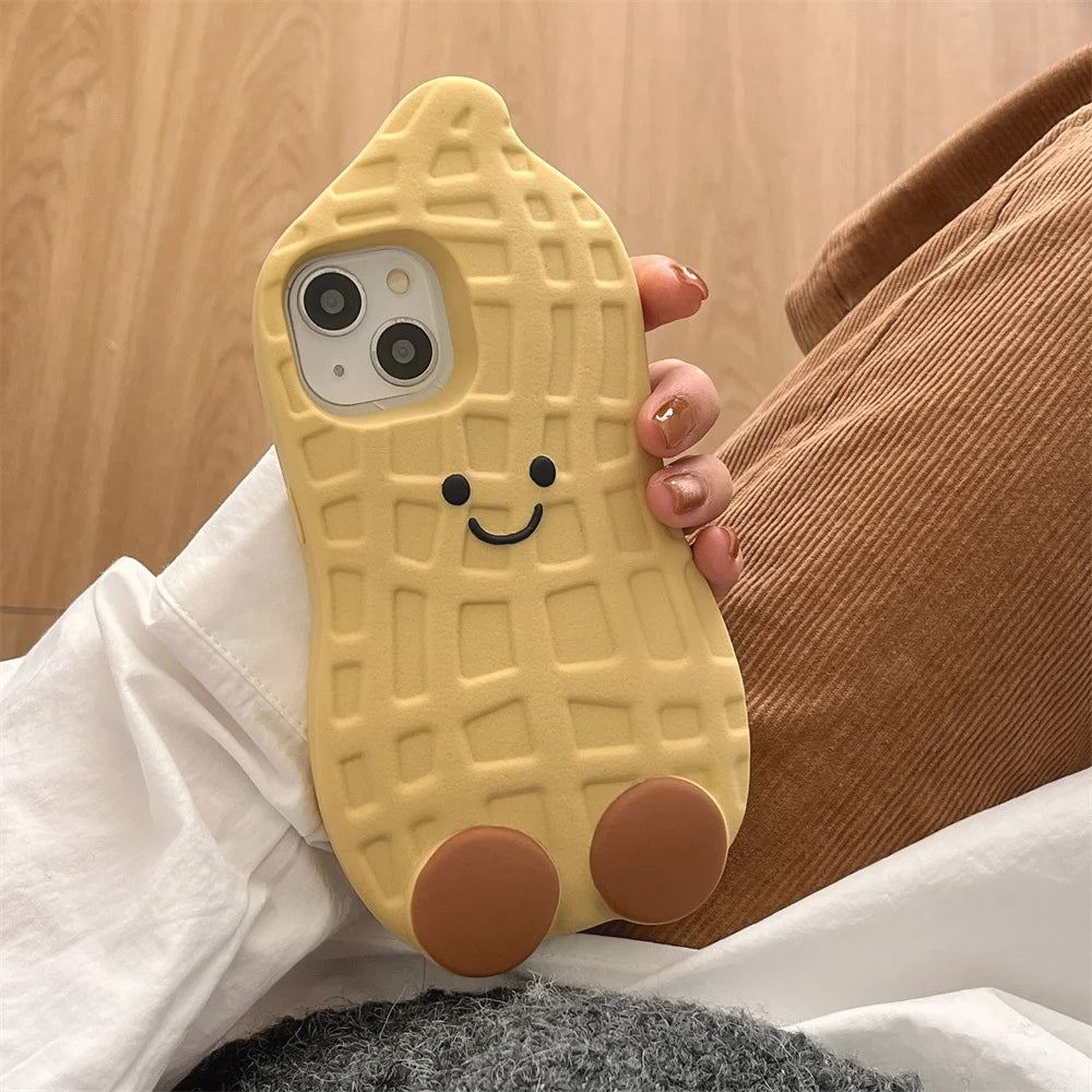 CUTE PEANUT IPHONE CASE WITH SMILEY FACE FOR A UNIQUE AND FUN LOOK