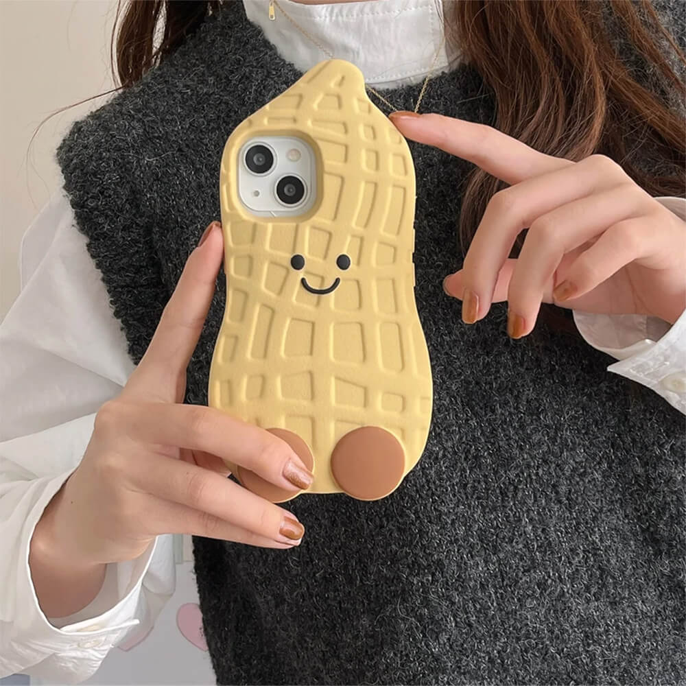 CUTE PEANUT IPHONE CASE WITH SMILEY FACE FOR A UNIQUE AND FUN LOOK